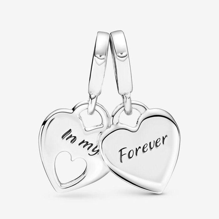 Mom and Daughter Heart Pendant Charm