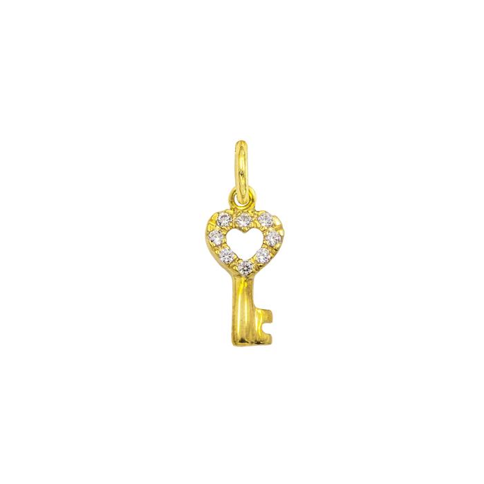 Charm Chiave in Oro e Zirconi
