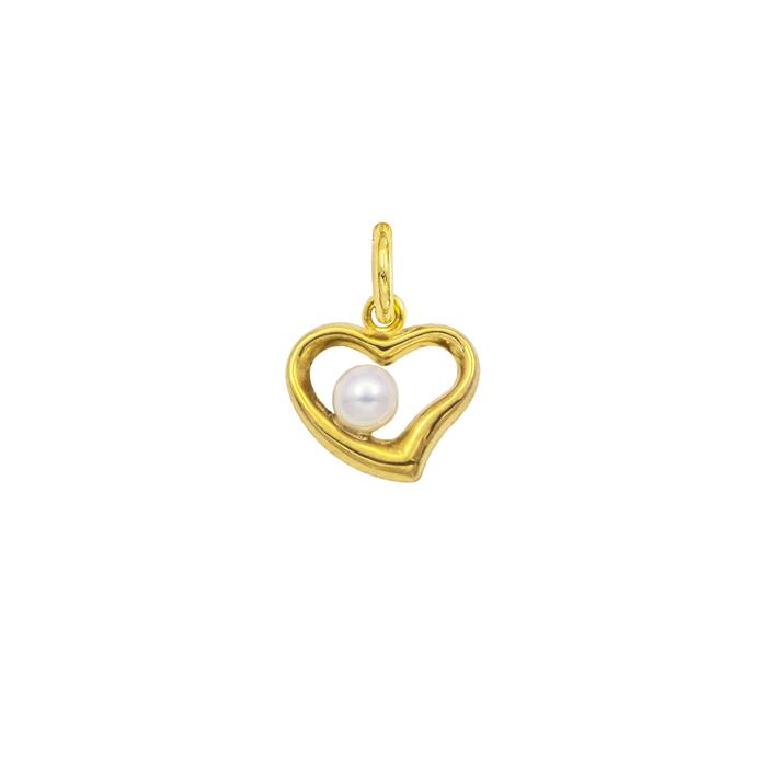 Charm Cuore in Oro e Perla