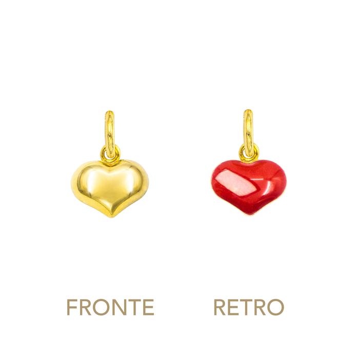 Charm Cuore in Oro e Smalto Rosso