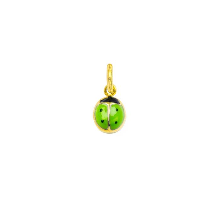 Charm Coccinella in Oro e Smalto Verde