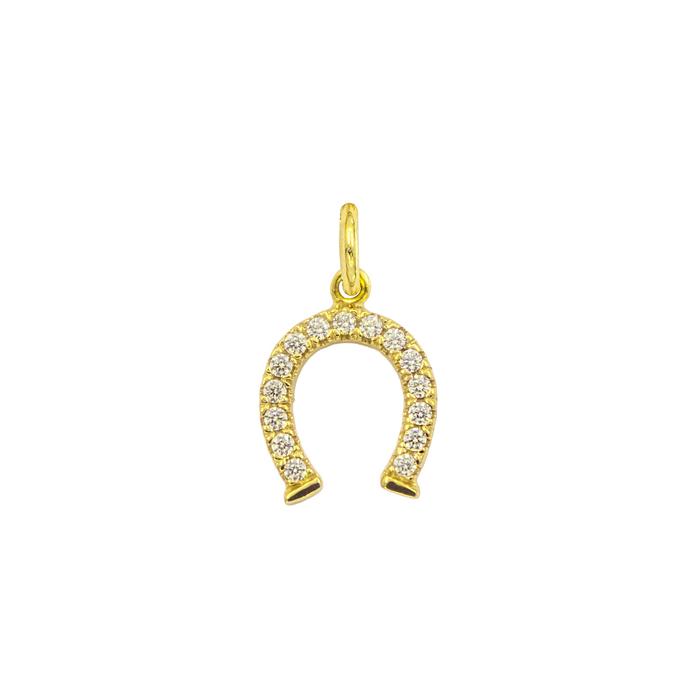 Charm Ferro di Cavallo in Oro e Zirconi