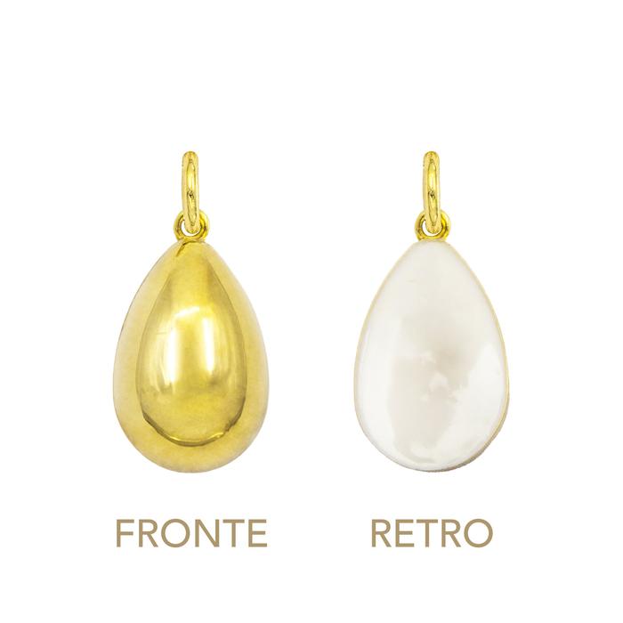 Charm Goccia in Oro e Smalto Bianco