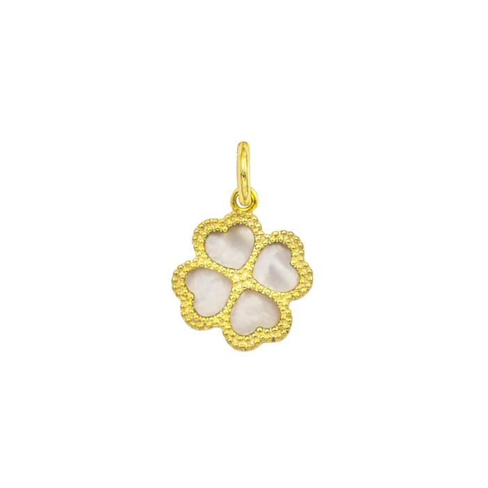 Charm Quadrifoglio in Oro e Madreperla