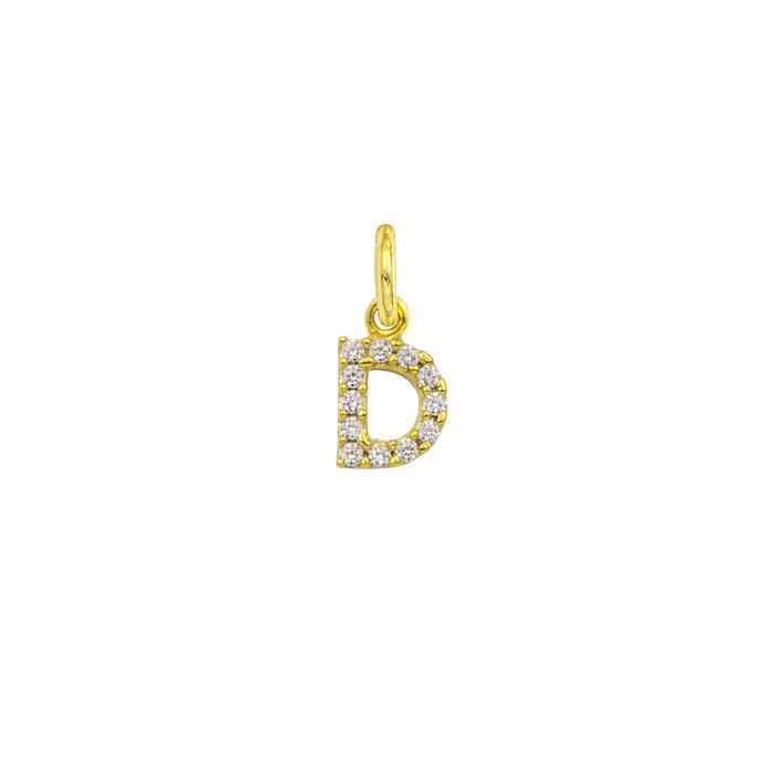 Charm Lettera D in Oro e Zirconi