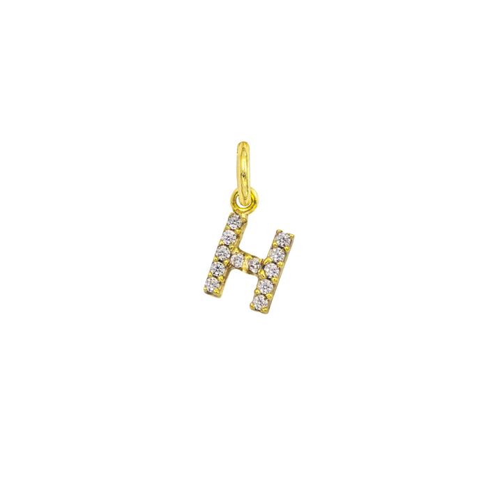 Charm Lettera H in Oro e Zirconi