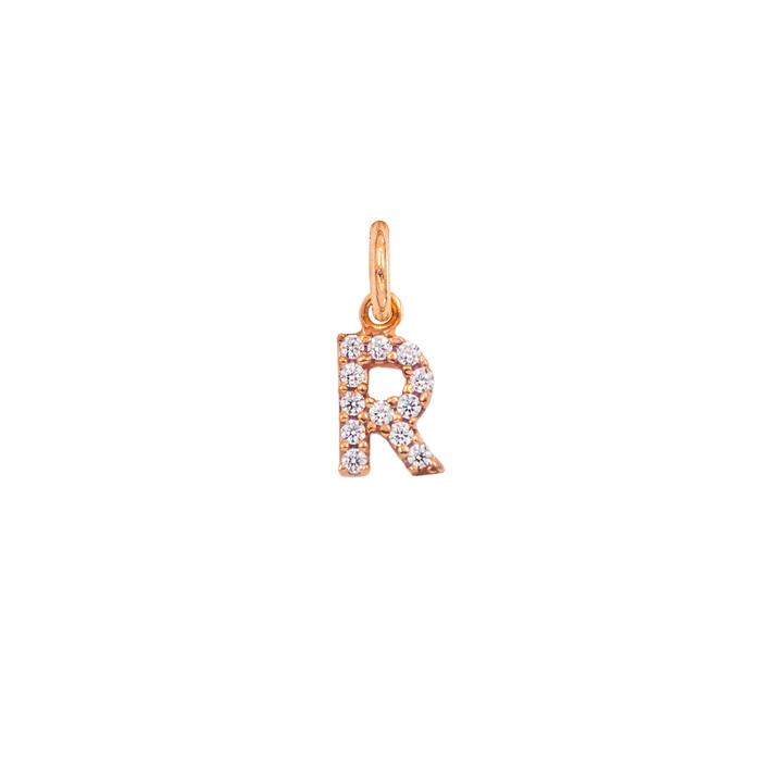 Charm Lettera R in Oro e Zirconi