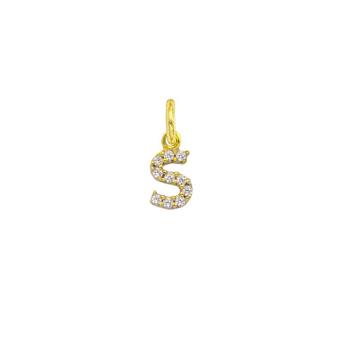 Charm Lettera S in Oro e Zirconi