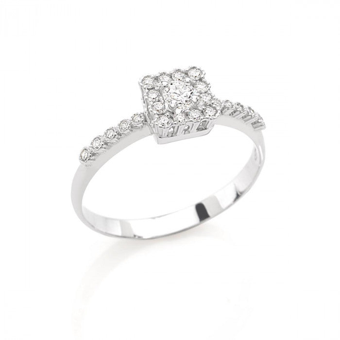 Anello in oro bianco 18kt con pavé di diamanti