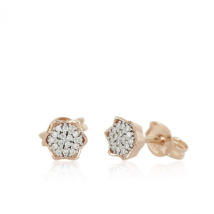 Orecchini a fiore in oro 18 kt con diamanti bianchi naturali