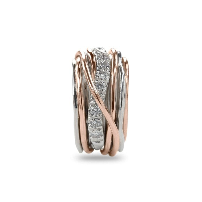 Filodellavita Carato 13 fili in Oro Rosa 9kt, Argento 925 e Diamanti Bianchi