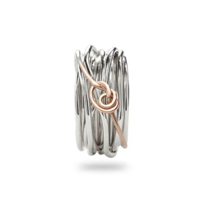 Filodellavita Classic 13 brins en argent et nœud Filodamore en or rose 9 carats