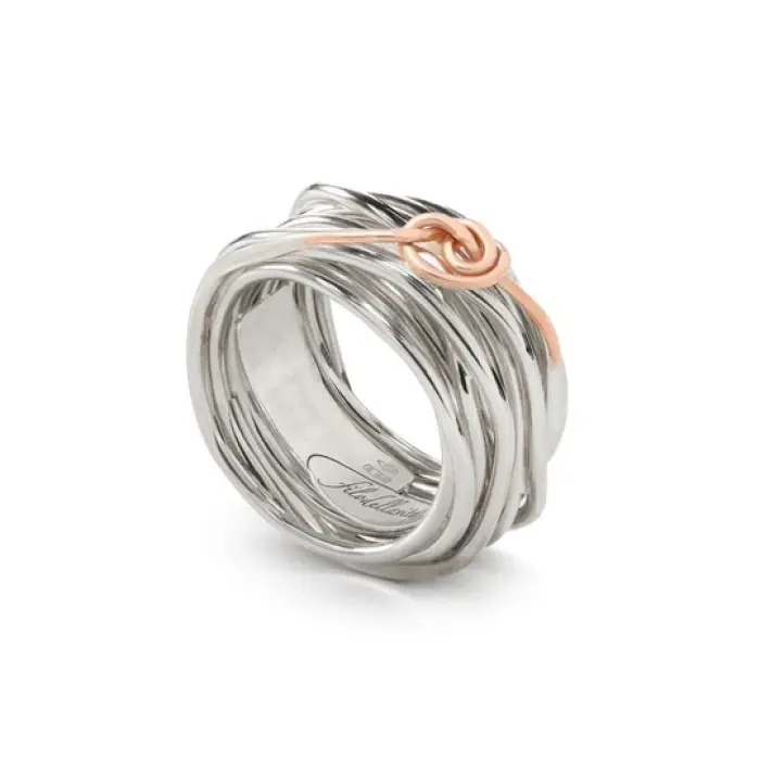 Filodellavita Classic 13 brins en argent et nœud Filodamore en or rose 9 carats