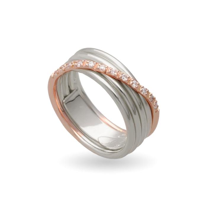 Filodellavita Classic 5 fils en or jaune rose 9 carats, argent 925 et 12 diamants blancs