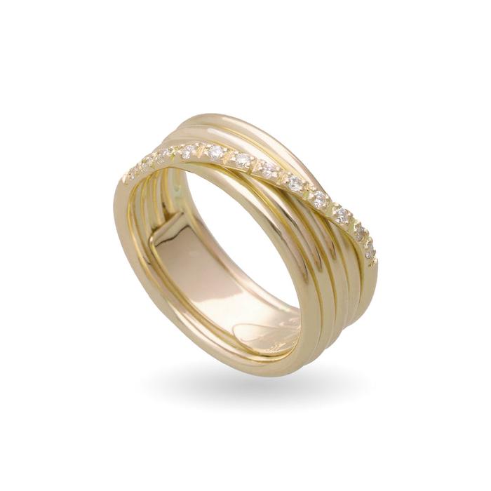 Filodellavita Classic 5 brins en diamants jaunes 9 carats et 12 diamants blancs