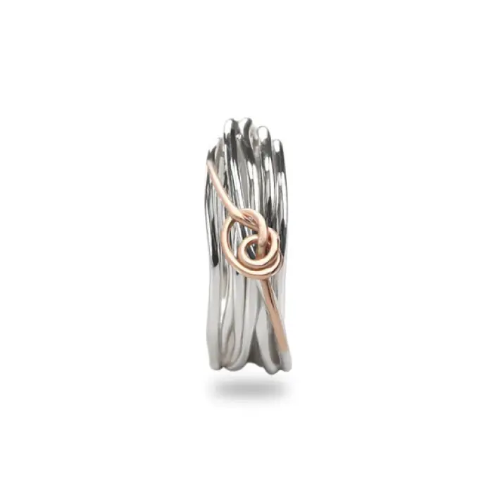 Filodellavita Classic 7 brins en argent et nœud Filodamore en or rose 9 carats