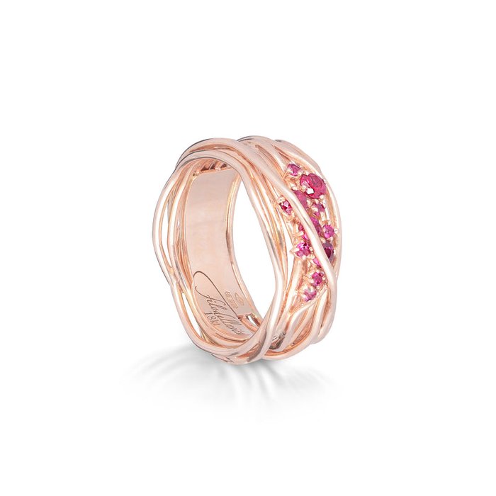 Filodellavita Ten 10 fili in Oro Rosa/Bianco 18kt e Rubini