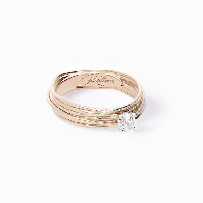Filodellavita 7 brins en or jaune avec diamant incolore