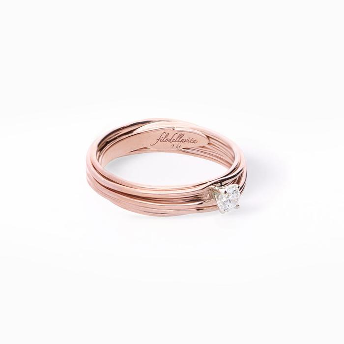 Filodellavita 7 brins en or rose avec diamant incolore