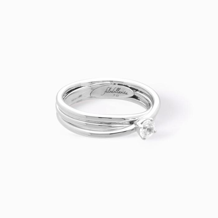 Filodellavita 3 brins en or blanc avec diamant incolore