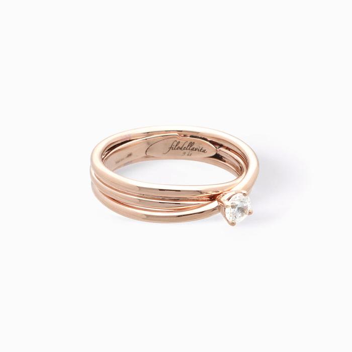 Filodellavita 3 brins en or rose avec diamant incolore