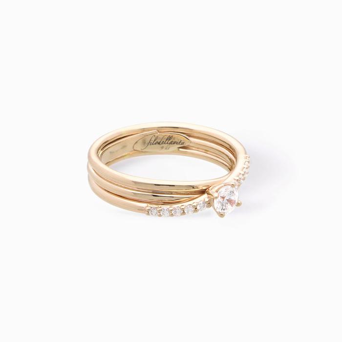 Filodellavita 3 brins en or jaune avec diamant incolore et diamant Riviera