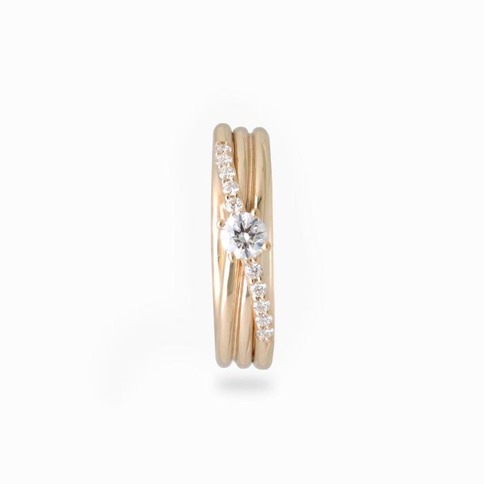 Filodellavita 3 brins en or jaune avec diamant incolore et diamant Riviera