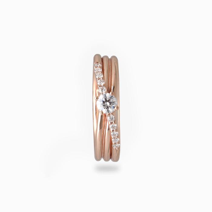 Filodellavita 3 brins en or rose avec diamant incolore et diamant Riviera