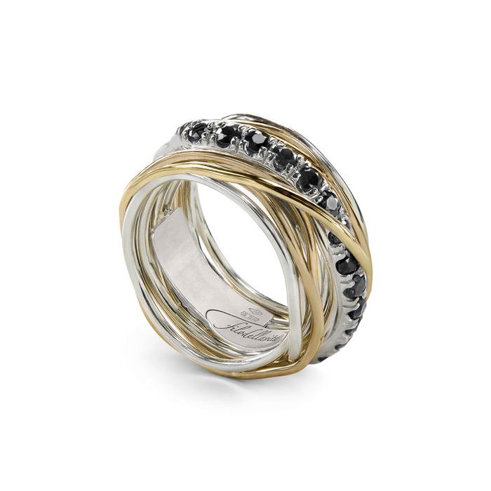 Filodellavita Prezioso - 13 brins en or rose/jaune 9 carats, argent 925 et diamants noirs