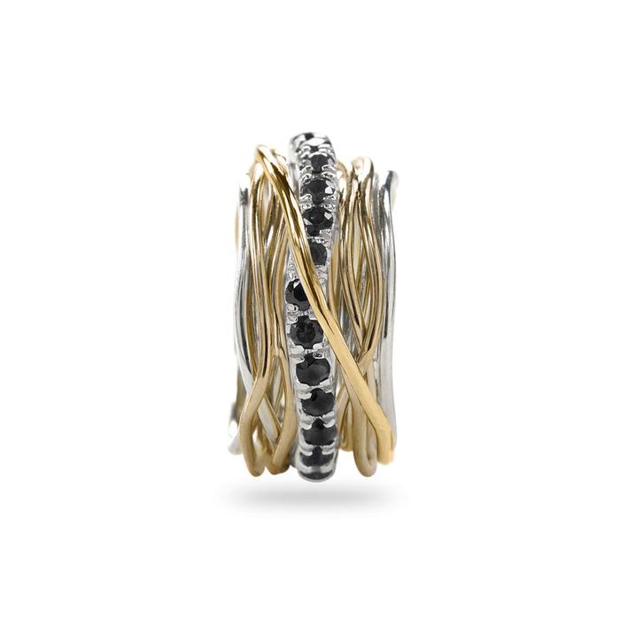 Filodellavita Prezioso - 13 brins en or rose/jaune 9 carats, argent 925 et diamants noirs