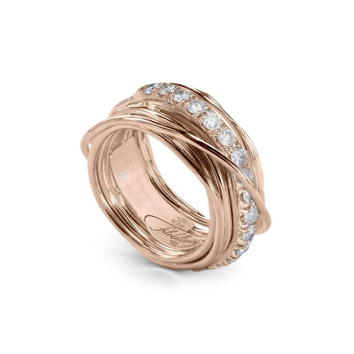 Filodellavita Prezioso 13 fili in Oro Rosa 9kt e Diamanti Bianchi