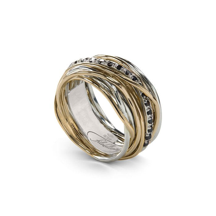 Filodellavita Classic - 13 fili in Oro Giallo 9kt, Argento 925 e 16 Diamanti Black Brown