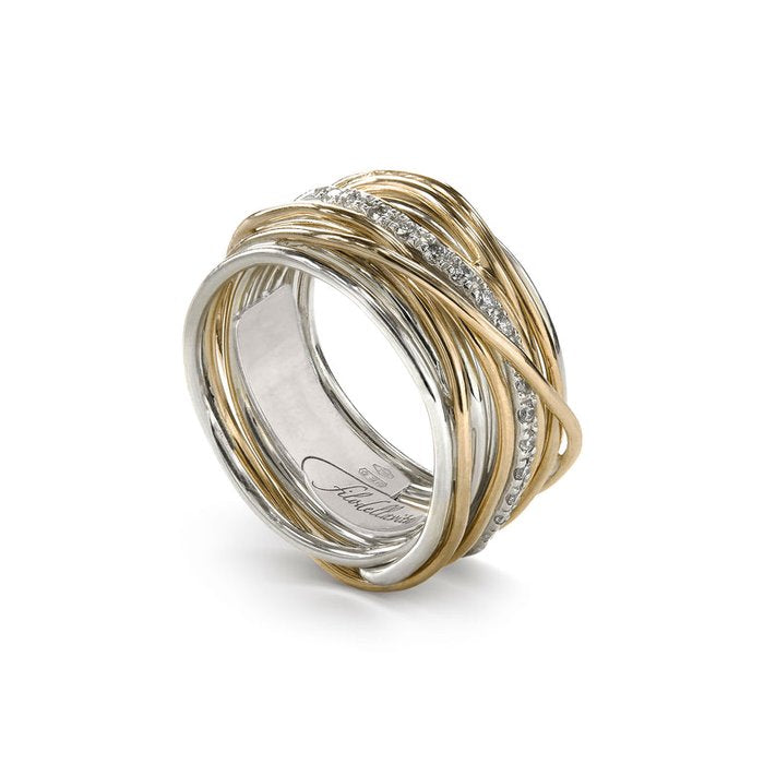 Filodellavita Classic 13 fili in Oro Giallo 9kt, Argento 925 e 16 Diamanti Bianchi