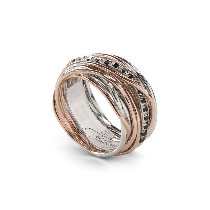 Filodellavita Classic 13 fili in Oro Rosa 9kt, Argento 925 e 16 Diamanti Black