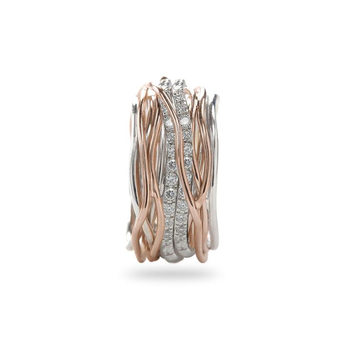 Filodellavita Classic 13 brins en argent 950 et or rose 9 carats avec double diamant blanc Riviera