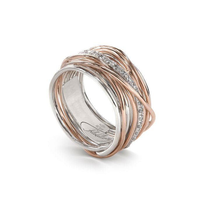Filodellavita Classic 13 fili in Oro Rosa , Argento 925 e 16 Diamanti Bianchi