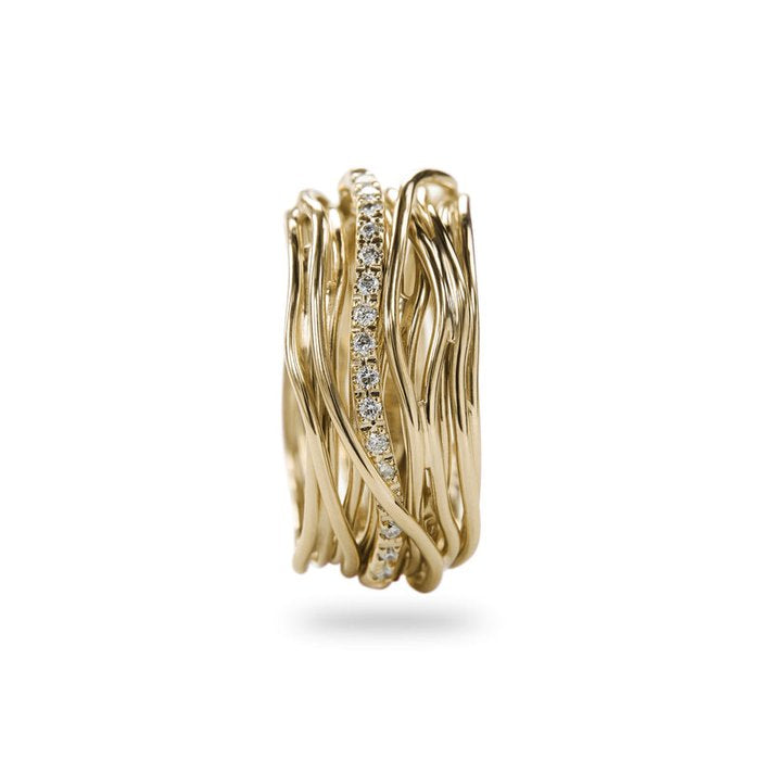 Filodellavita Classic 13 fili in Oro Giallo 9kt Rosa e 16 Diamanti Bianchi