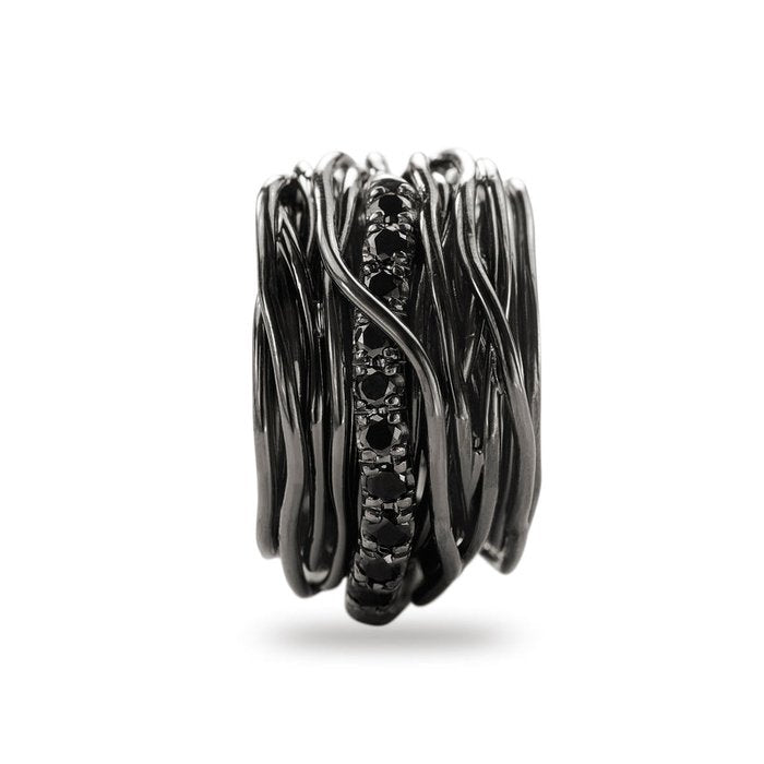 Filodellavita Rock 22 fili in Argento 925 brunito e Diamanti Black