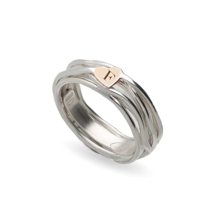 Filodellavita 7 brins en argent 925 avec cœur en or rose 9 carats