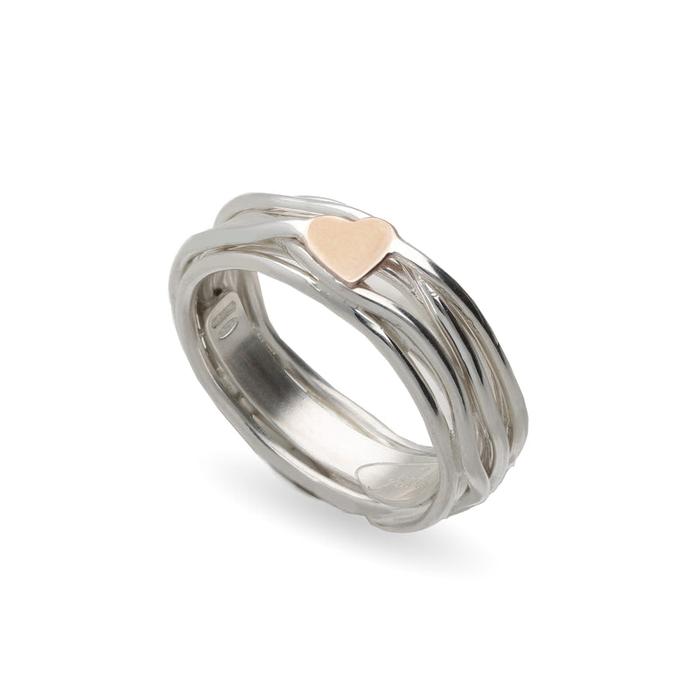 Filodellavita 7 brins en argent 925 avec cœur en or rose 9 carats