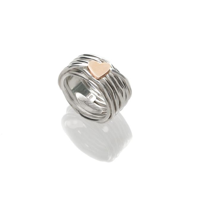 Filodellavita 13 brins en argent 925 avec cœur en or rose 9 carats