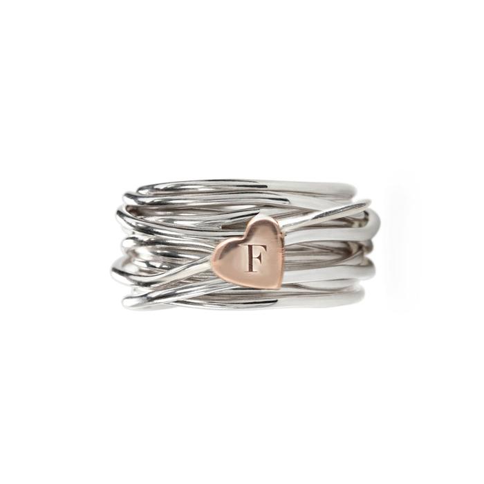 Filodellavita 13 brins en argent 925 avec cœur en or rose 9 carats