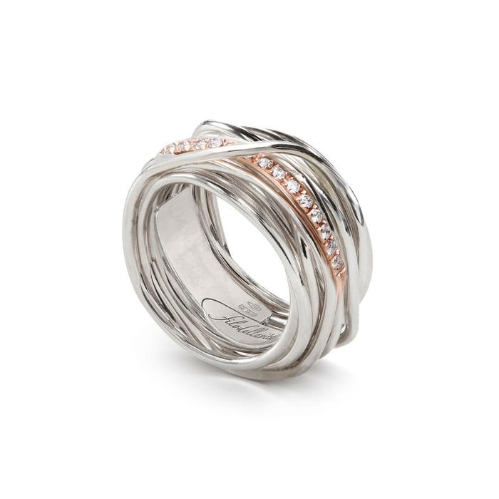 Filodellavita Classic 13 fils en argent 925, or rose 9 carats Riviera et 16 diamants blancs
