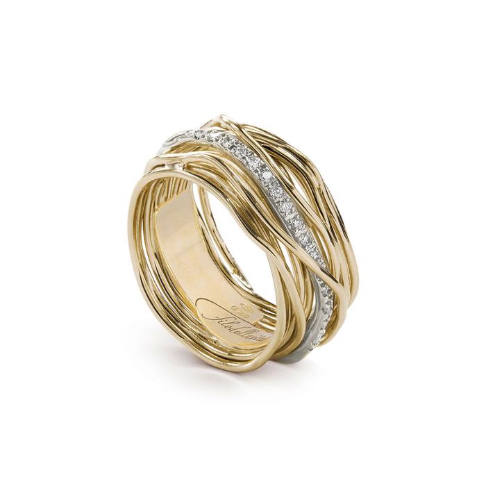 Filodellavita Classic 13 fils d'or jaune et rivière d'or blanc avec 16 diamants blancs