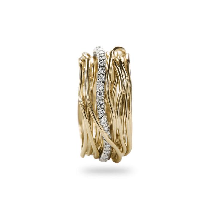 Filodellavita Classic 13 fils d'or jaune et rivière d'or blanc avec 16 diamants blancs