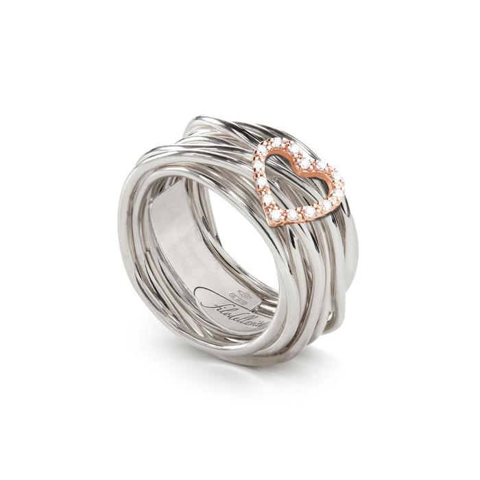 Filodellavita 13 brins en argent 925 et cœur de diamants blancs