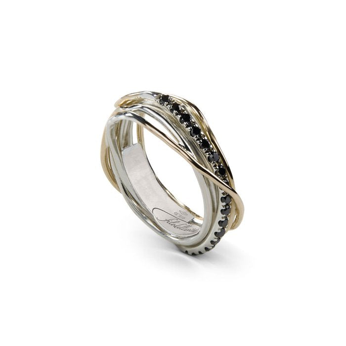 Filodellavita Classic 7 Fili in Oro Giallo 9kt Argento 925 e Diamanti Brown/ Black