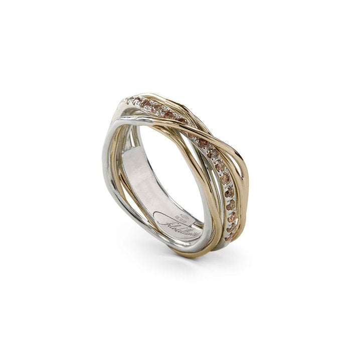 Filodellavita Classic 7 Fili in Oro Giallo 9kt Argento 925 e Diamanti Brown/ Black