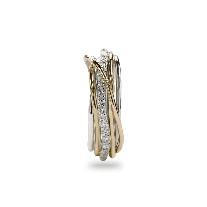 Filodellavita Classic 7 Fili in Oro Giallo 9kt Argento 925 e Diamanti Bianchi