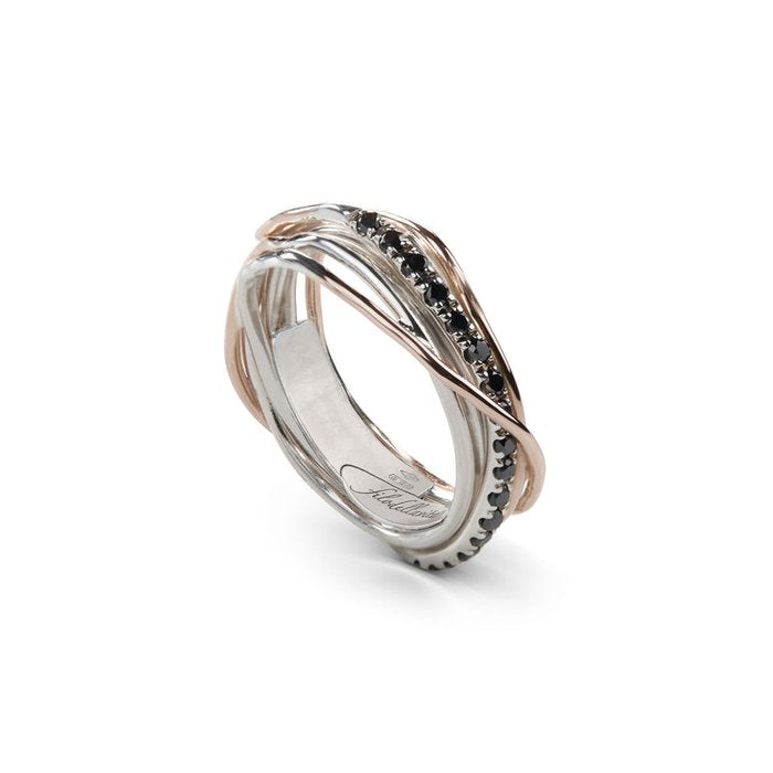 Filodellavita Classic 7 Fili in Oro Rosa 9kt Argento 925 e Diamanti Brown/ Black